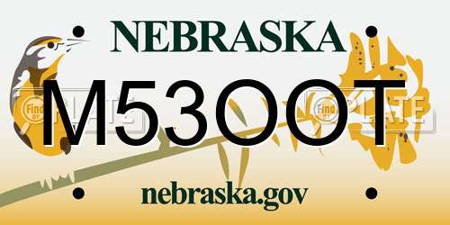 M53OOT Nebraska License Plate
