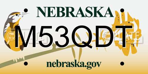 M53QDT Nebraska License Plate