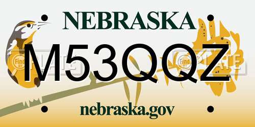 M53QQZ Nebraska License Plate