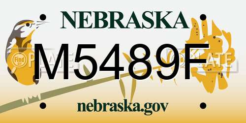 M5489F Nebraska License Plate