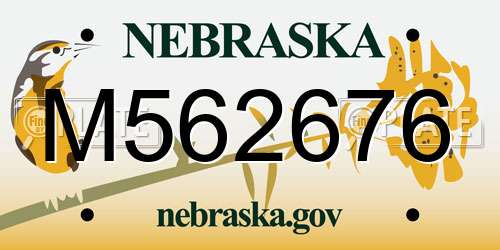 M562676 Nebraska License Plate