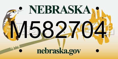 M582704 Nebraska License Plate