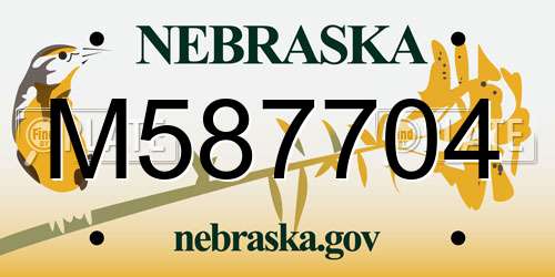 M587704 Nebraska License Plate