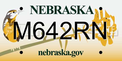 M642RN Nebraska License Plate
