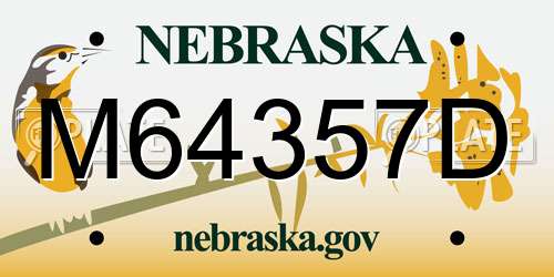 M64357D Nebraska License Plate