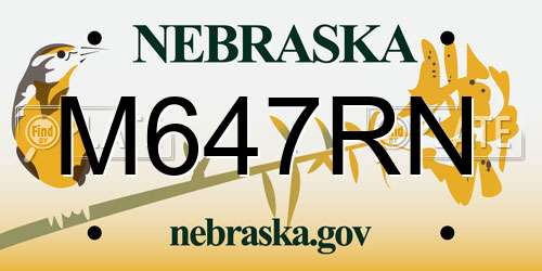 M647RN Nebraska License Plate