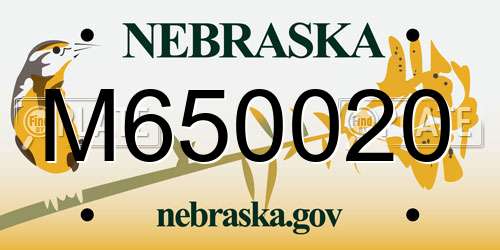 M650020 Nebraska License Plate