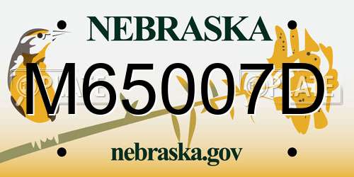 M65007D Nebraska License Plate