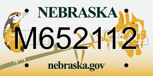 M652112 Nebraska License Plate