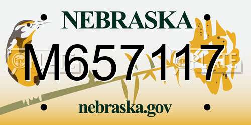 M657117 Nebraska License Plate