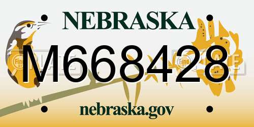 M668428 Nebraska License Plate