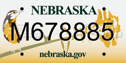 M678885 Nebraska License Plate