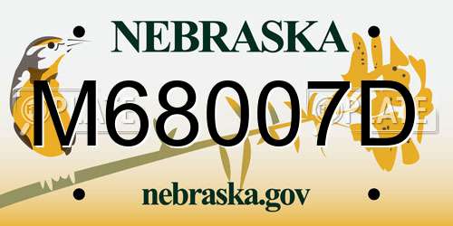 M68007D Nebraska License Plate