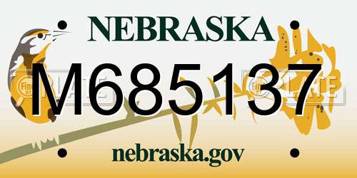 M685137 Nebraska License Plate