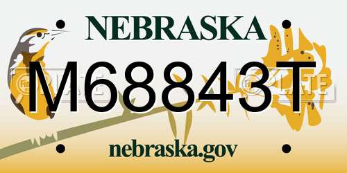 M68843T Nebraska License Plate