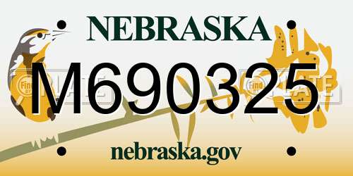 M690325 Nebraska License Plate