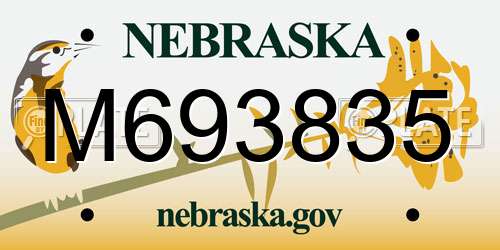M693835 Nebraska License Plate