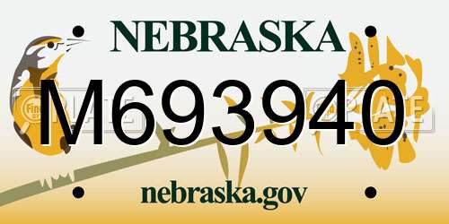 M693940 Nebraska License Plate
