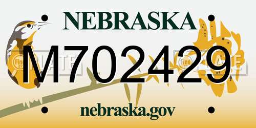 M702429 Nebraska License Plate