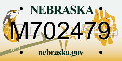 M702479 Nebraska License Plate