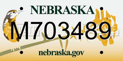 M703489 Nebraska License Plate