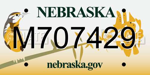 M707429 Nebraska License Plate