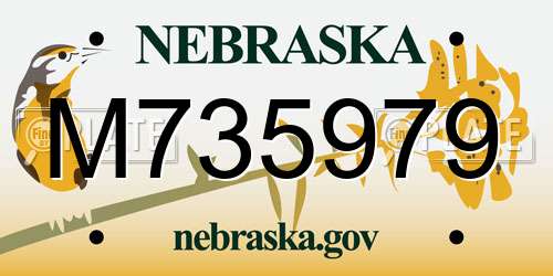 M735979 Nebraska License Plate