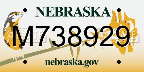 M738929 Nebraska License Plate