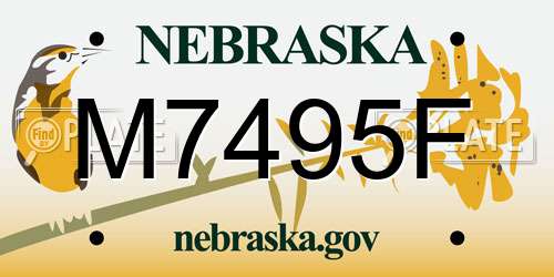 M7495F Nebraska License Plate