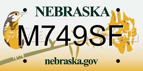 M749SF Nebraska License Plate