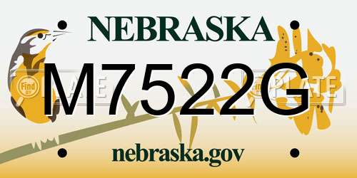 M7522G Nebraska License Plate