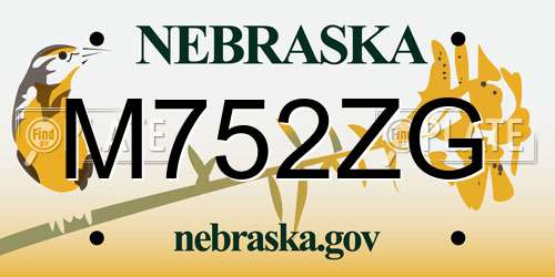 M752ZG Nebraska License Plate