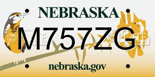 M757ZG Nebraska License Plate