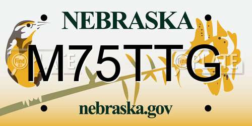 M75TTG Nebraska License Plate
