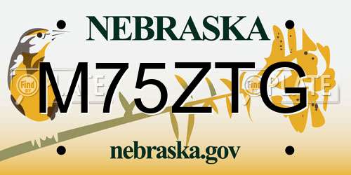 M75ZTG Nebraska License Plate