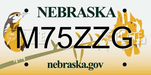 M75ZZG Nebraska License Plate
