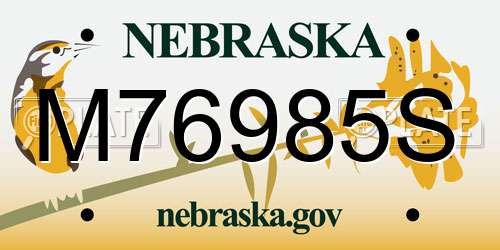 M76985S Nebraska License Plate