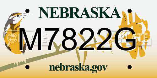 M7822G Nebraska License Plate