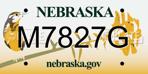 M7827G Nebraska License Plate