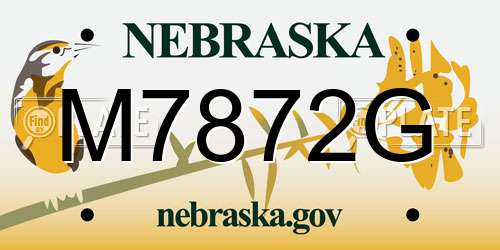 M7872G Nebraska License Plate
