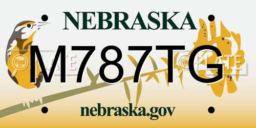 M787TG Nebraska License Plate