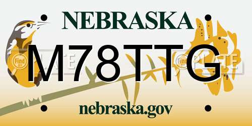 M78TTG Nebraska License Plate