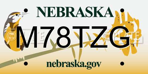 M78TZG Nebraska License Plate