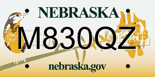 M830QZ Nebraska License Plate