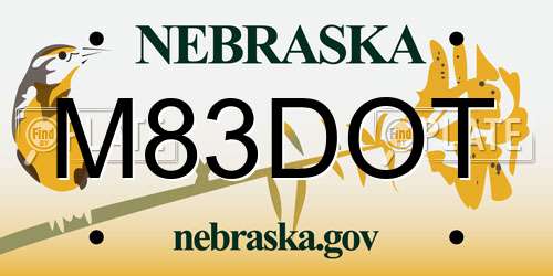 M83DOT Nebraska License Plate
