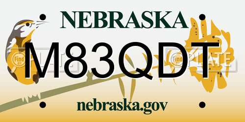 M83QDT Nebraska License Plate