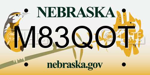 M83QOT Nebraska License Plate