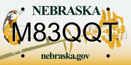 M83QQT Nebraska License Plate