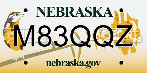 M83QQZ Nebraska License Plate