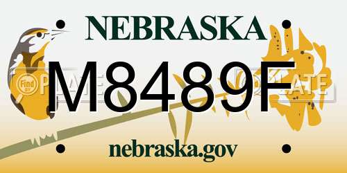 M8489F Nebraska License Plate